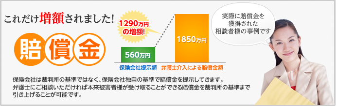 これだけ増額されました！ 賠償金